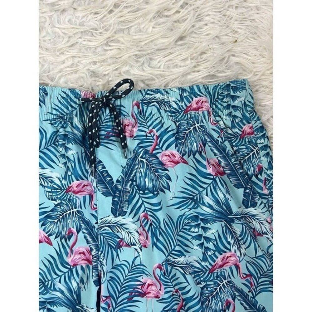 Surplus Men's Size XL Blue & Pink Tropical Flamingo Swim Trunks Board Shorts - Picture 7 of 9